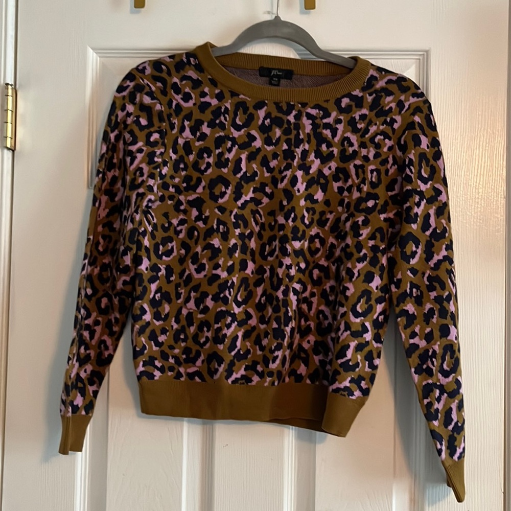 J.Crew Leopard Print Crewneck Sweater XS
